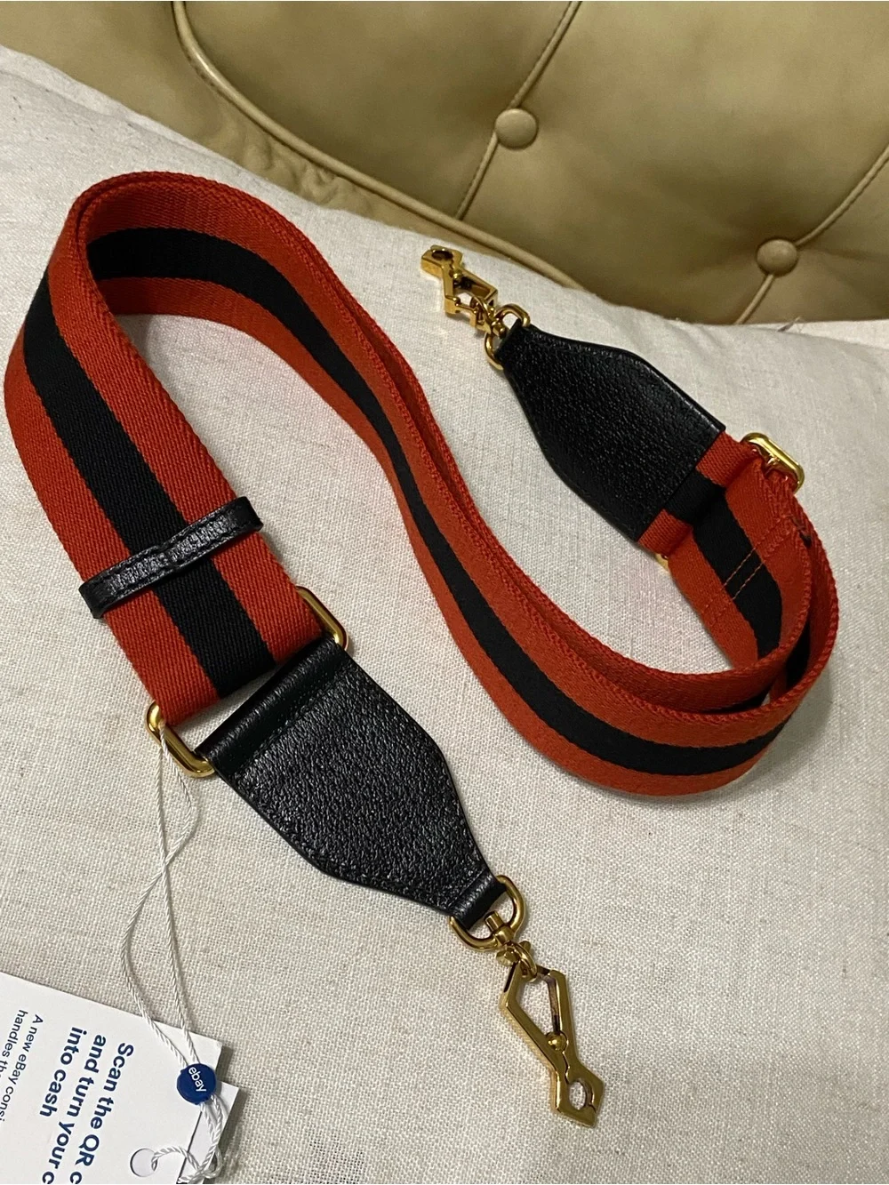 COA Gucci NEW Wide Web Replacement Bag Strap Navy/Red Wool Stripe Unisex
